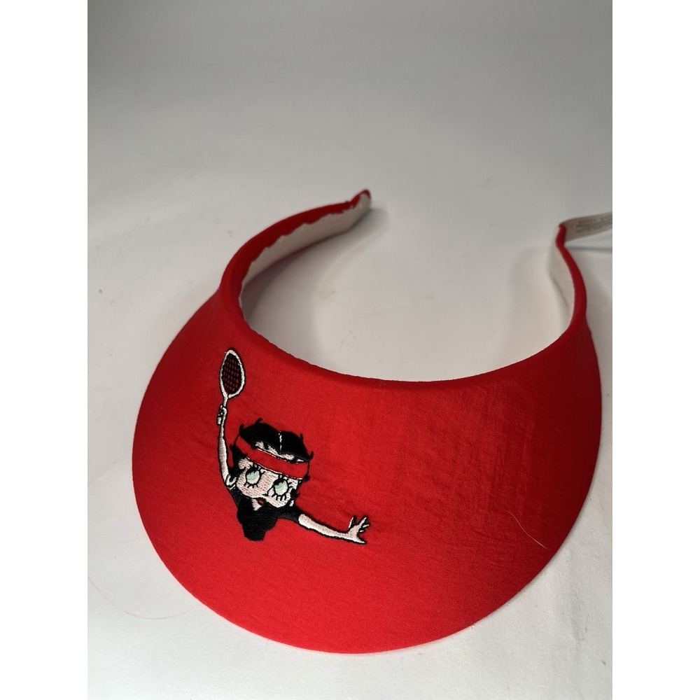 Vintage 1996 Betty Boop embroidered red sun visor Tennis Cap Used Collectible